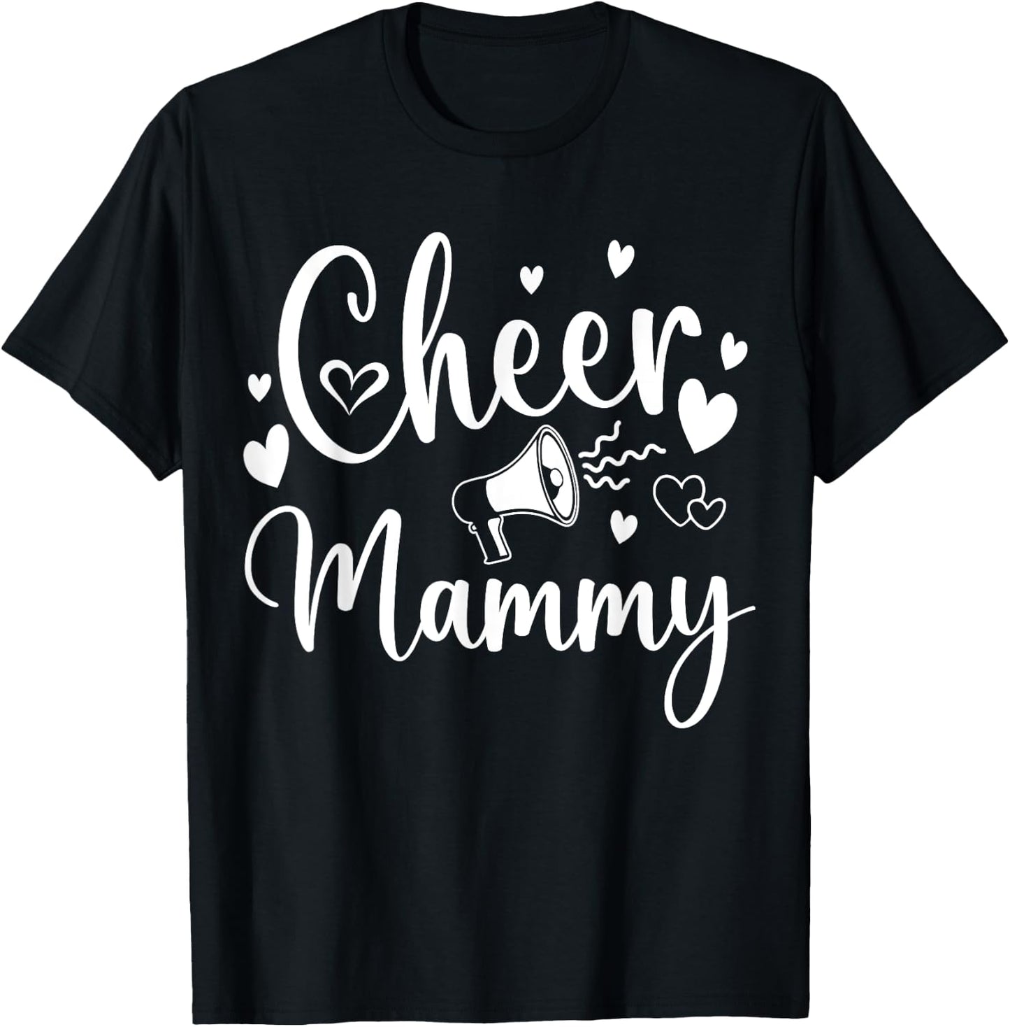 Funny Cheer Mammy Cheerleading Cute Mom Grandma Matching T-Shirt - T-Shirt | Black
