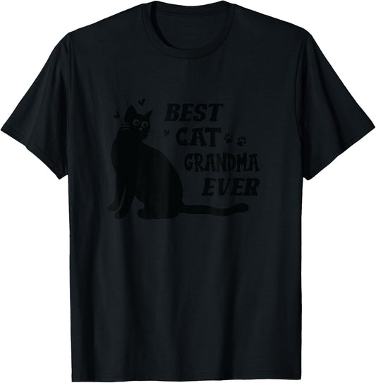 Best Cat Grandma Ever Grandmother and Cats T-Shirt - T-Shirt | Black