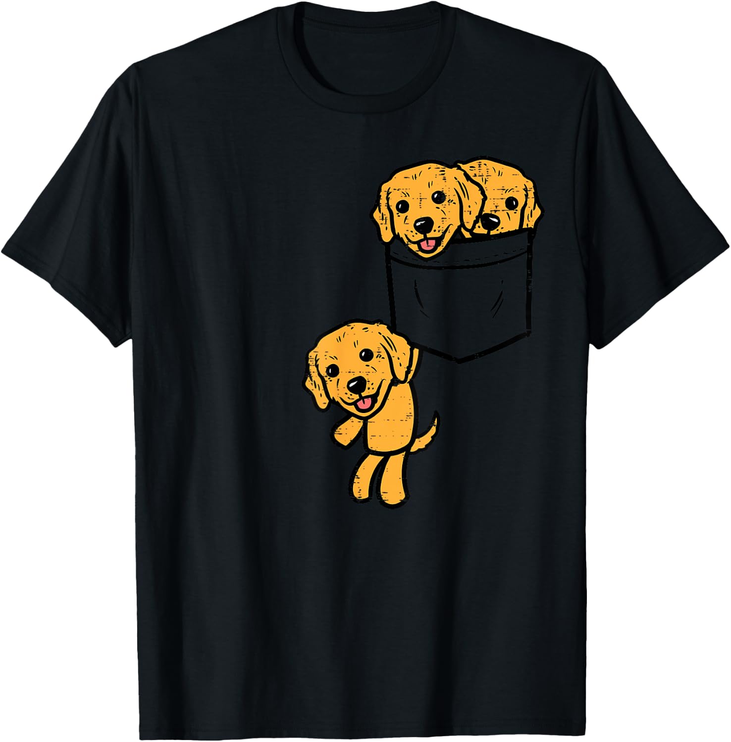 Pocket Golden Retriever Puppies Cute Dog Lover Owner Gift T-Shirt - T-Shirt | Black