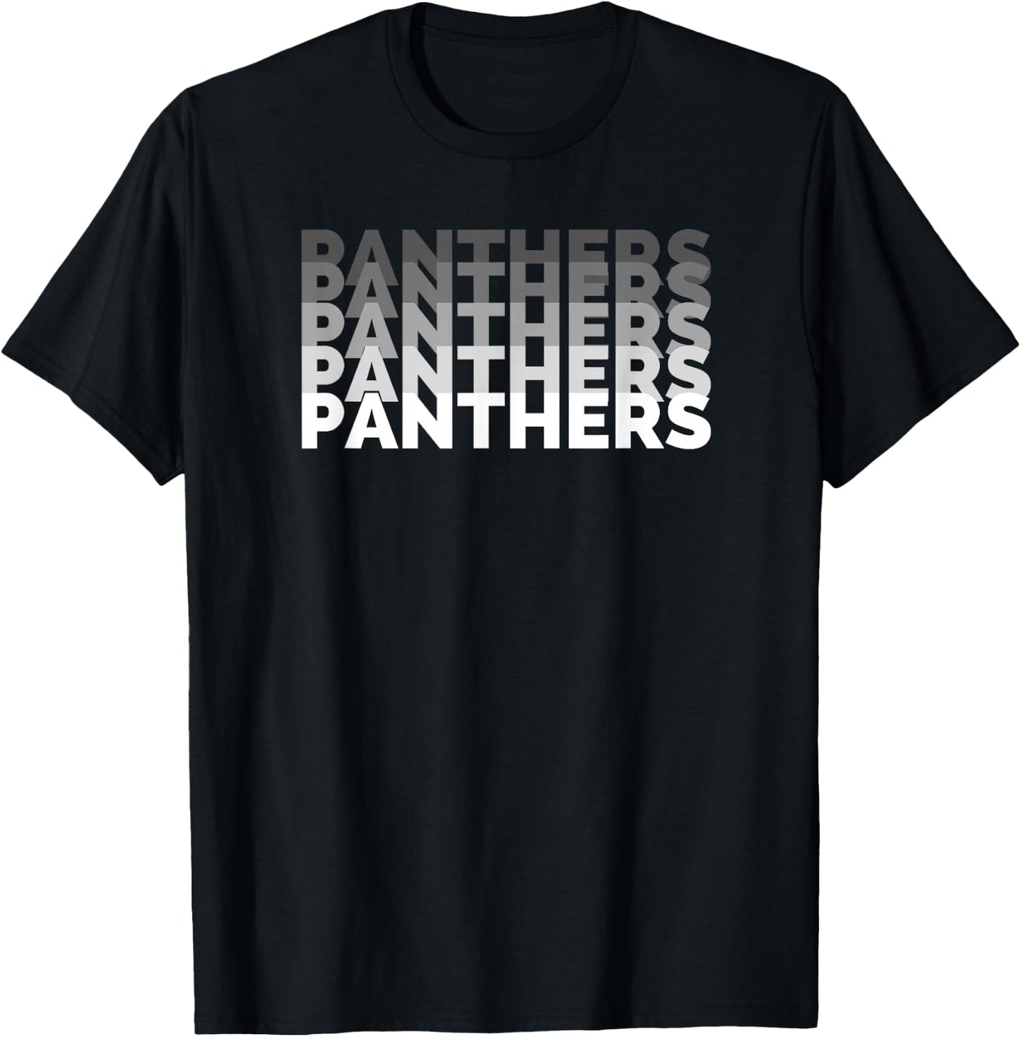 Panther repeat white gray text High School Spirit Fan Wear T-Shirt - T-Shirt | Black