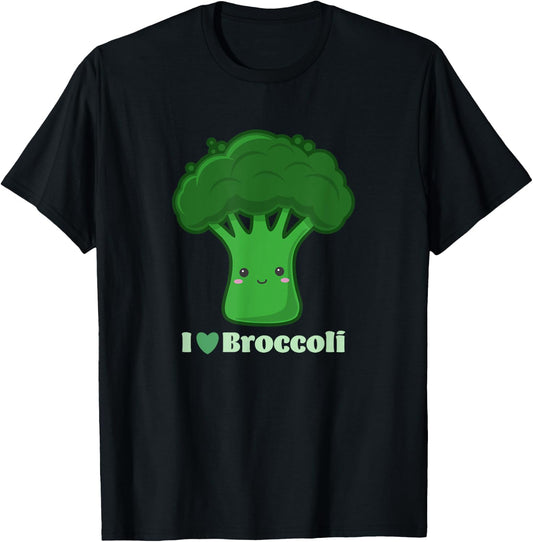 Funny Vegan Cute Vegetables I Love Broccoli , Black, S T-Shirt - T-Shirt | Black