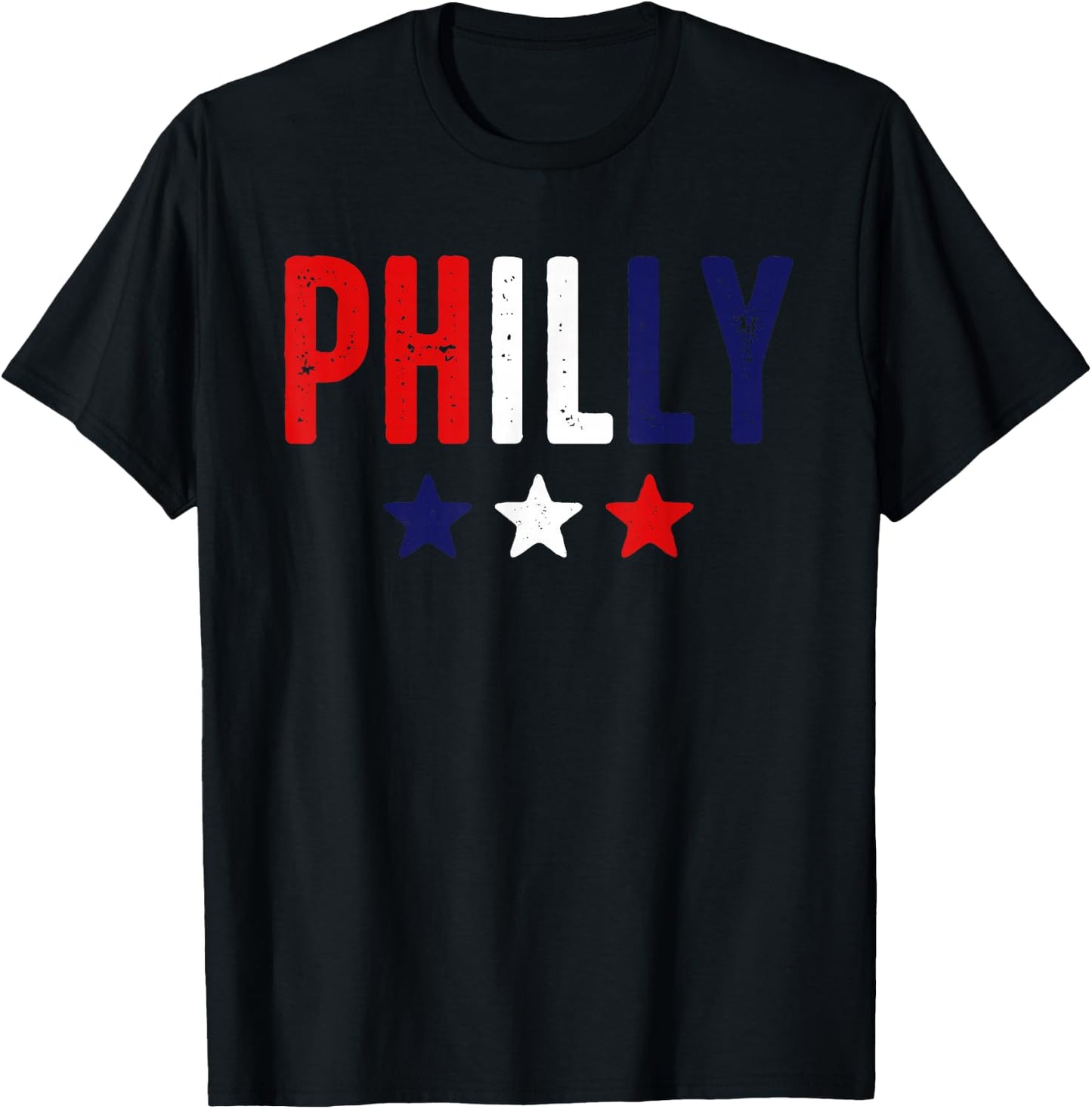 Philadelphia Red White Blue Stars 4th of July Patriotic Gift Kids Men T-Shirt - T-Shirt | Black