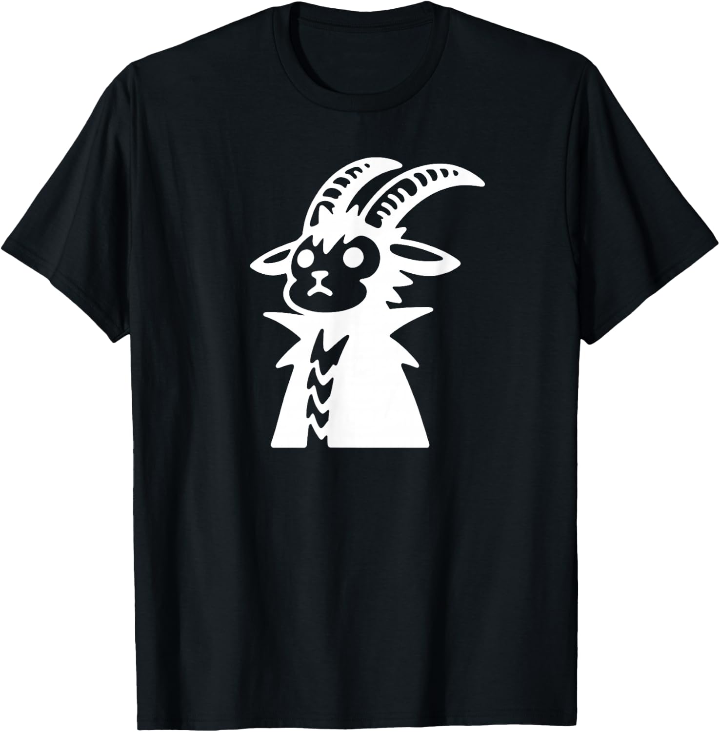 Punk Mountain Goat Cute Funny Silhouette Doodle T-Shirt - T-Shirt | Black