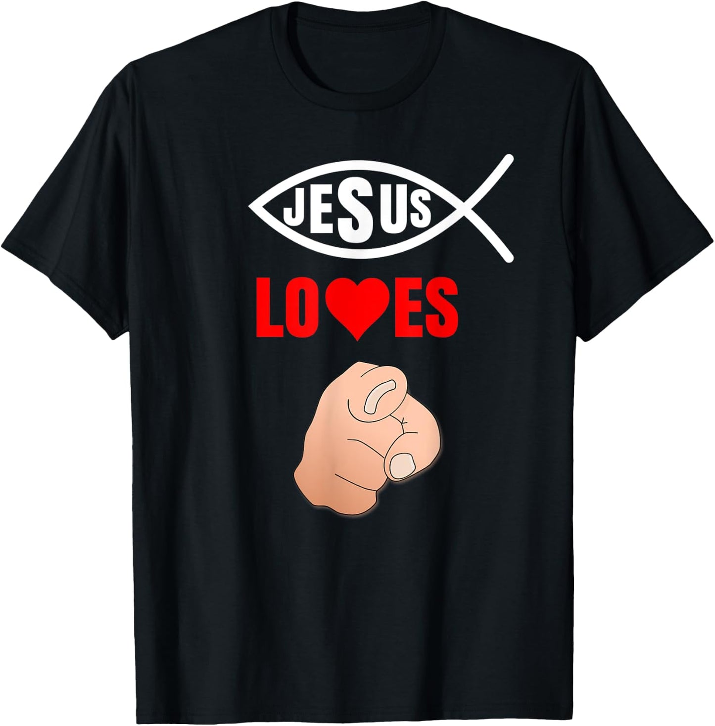 Ichthys Jesus loves you - Christian Ichthus Fish Ichthys4m3 T-Shirt - T-Shirt | Black