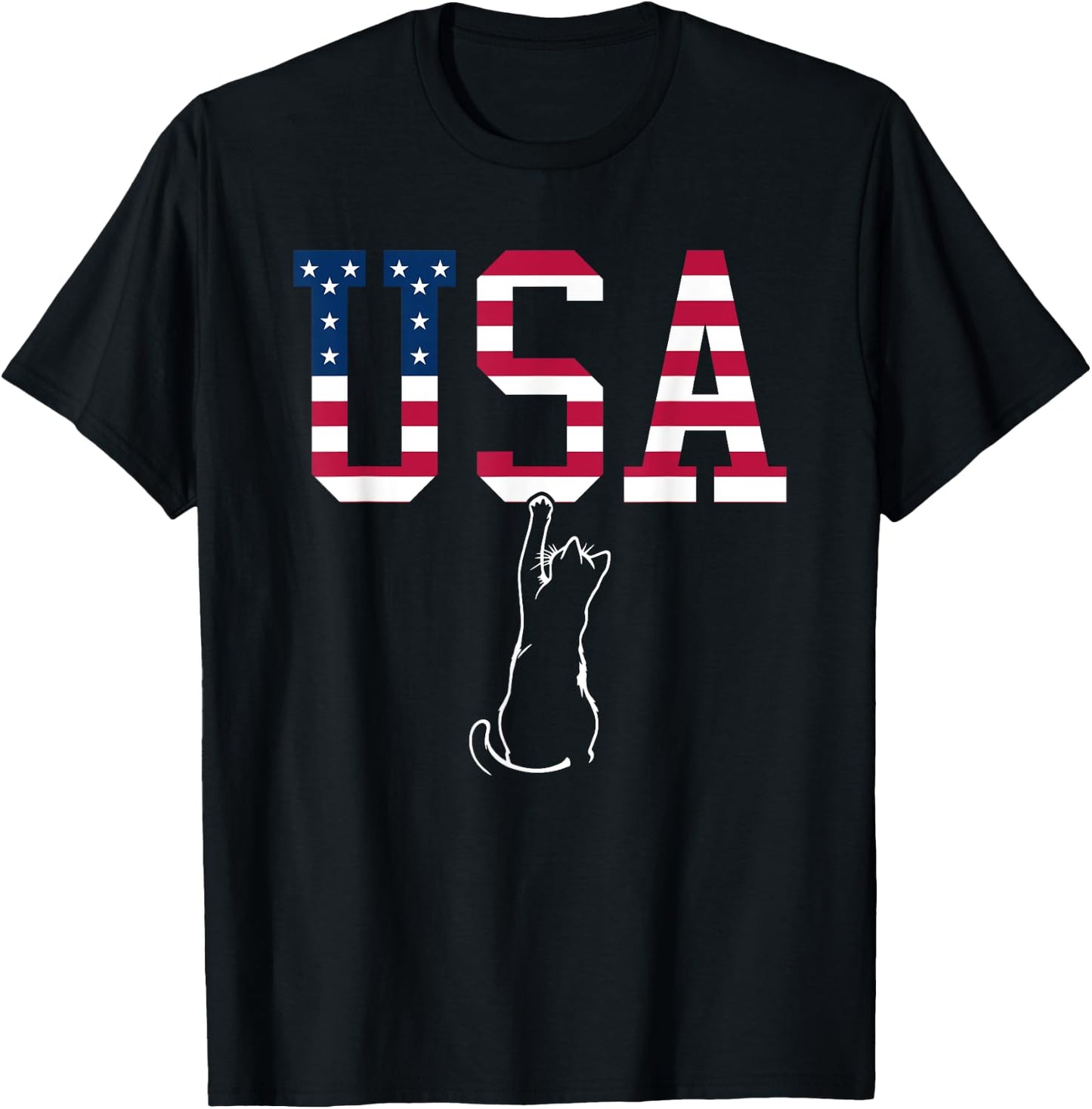 Funny USA Cat Shirt | Funny USA Shirt | USA Kitten T-Shirt - T-Shirt | Black