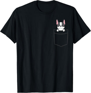 Boston Terrier In The Pocket Cute Boston Terrier Dog T-Shirt - T-Shirt | Black