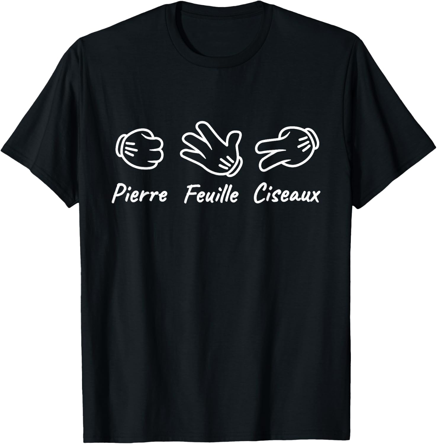 Humor Chifoumi Stone Leaf Scissors Hand Game , Black, S T-Shirt - T-Shirt | Black