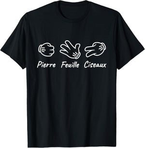 Humor Chifoumi Stone Leaf Scissors Hand Game , Black, S T-Shirt - T-Shirt | Black