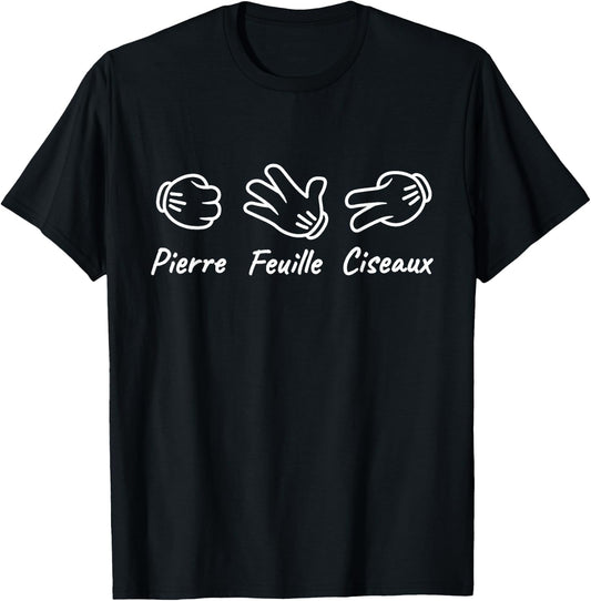 Humor Chifoumi Stone Leaf Scissors Hand Game , Black, S T-Shirt - T-Shirt | Black