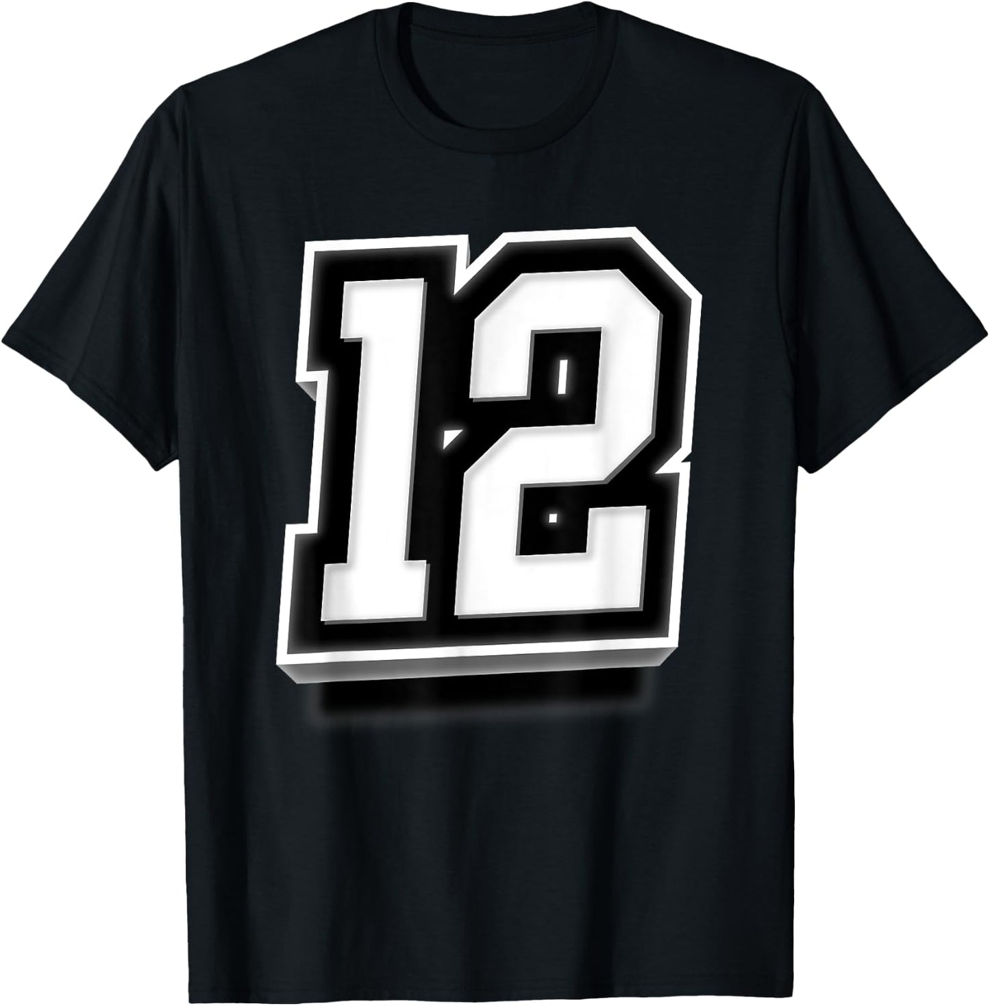 Number 12 Sports Team Fan T-Shirt - T-Shirt | Black