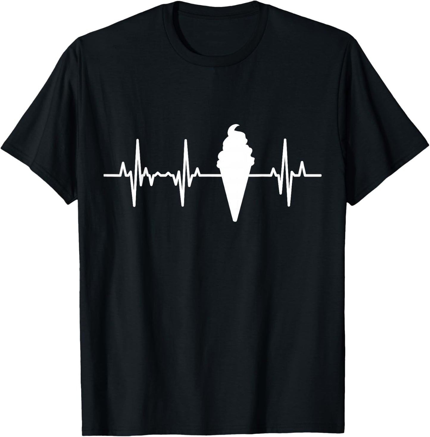 Eistüte Herzlinie EKG Eisverkäufer Herzklopfen Eis T-Shirt - T-Shirt | Black
