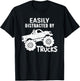 Easily Distracted By Trucks Truck Lover Vintage Distressd T-Shirt - T-Shirt | Black