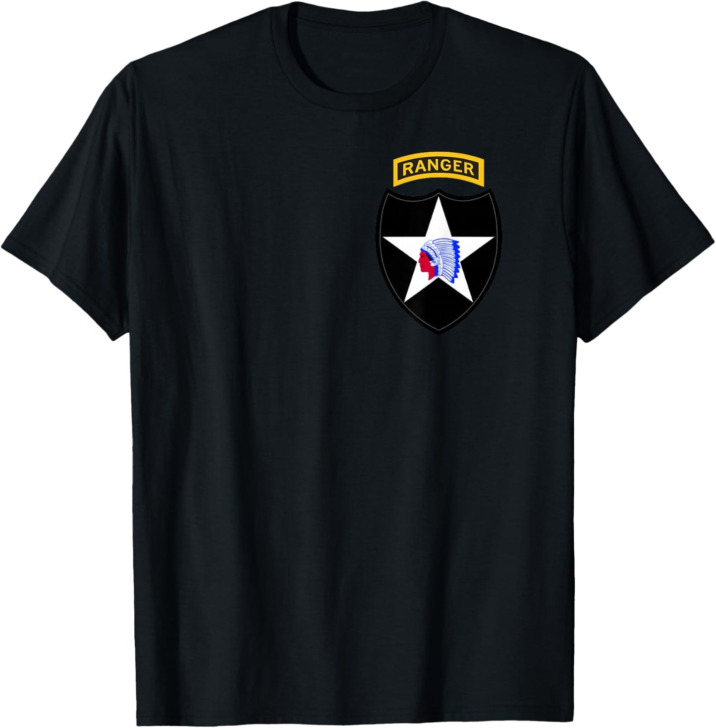 2nd Infantry Division Patch with Ranger Tab - 2nd ID T-Shirt - T-Shirt | Black