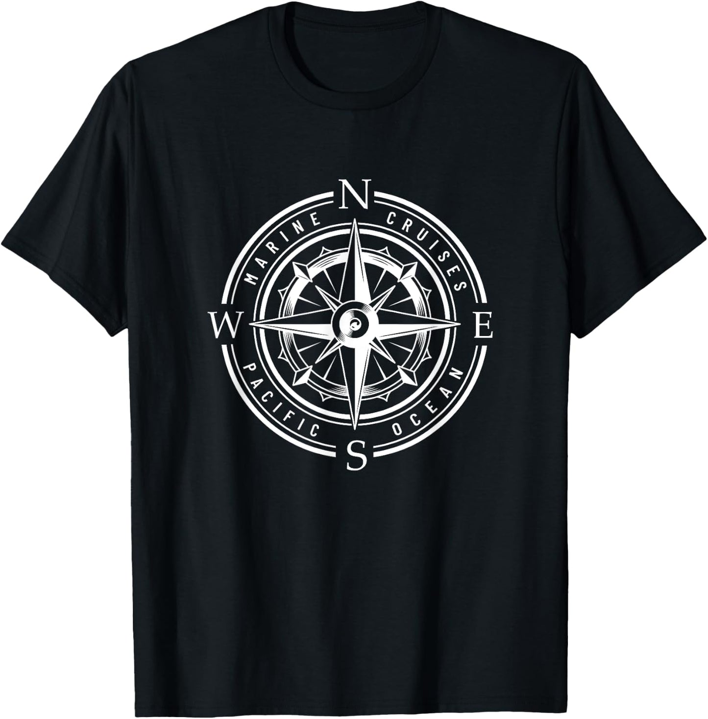 Kompass maritimes Design Kompass Kapitän Seemann Ocean , black T-Shirt - T-Shirt | Black