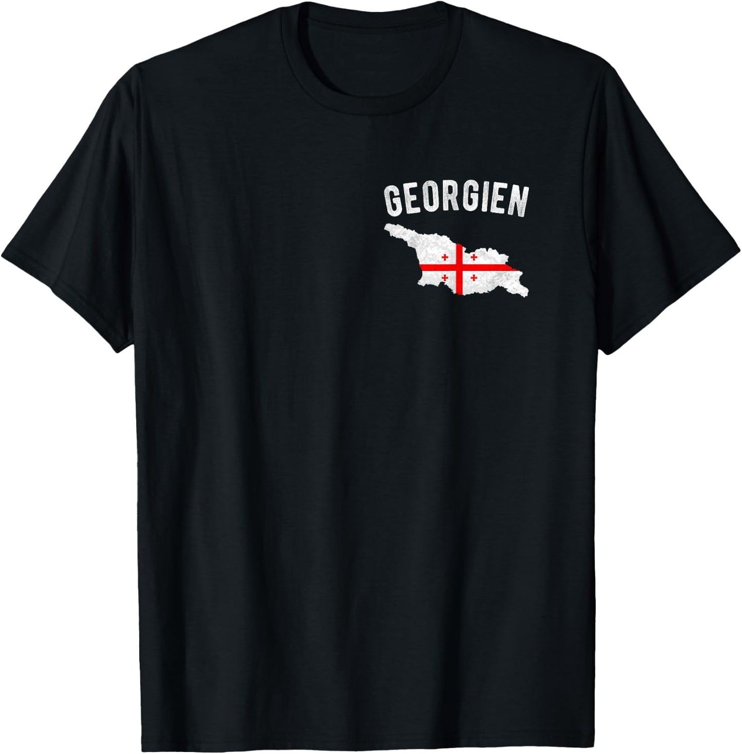 Georgia Flag in the Outline of Georgia , black T-Shirt - T-Shirt | Black