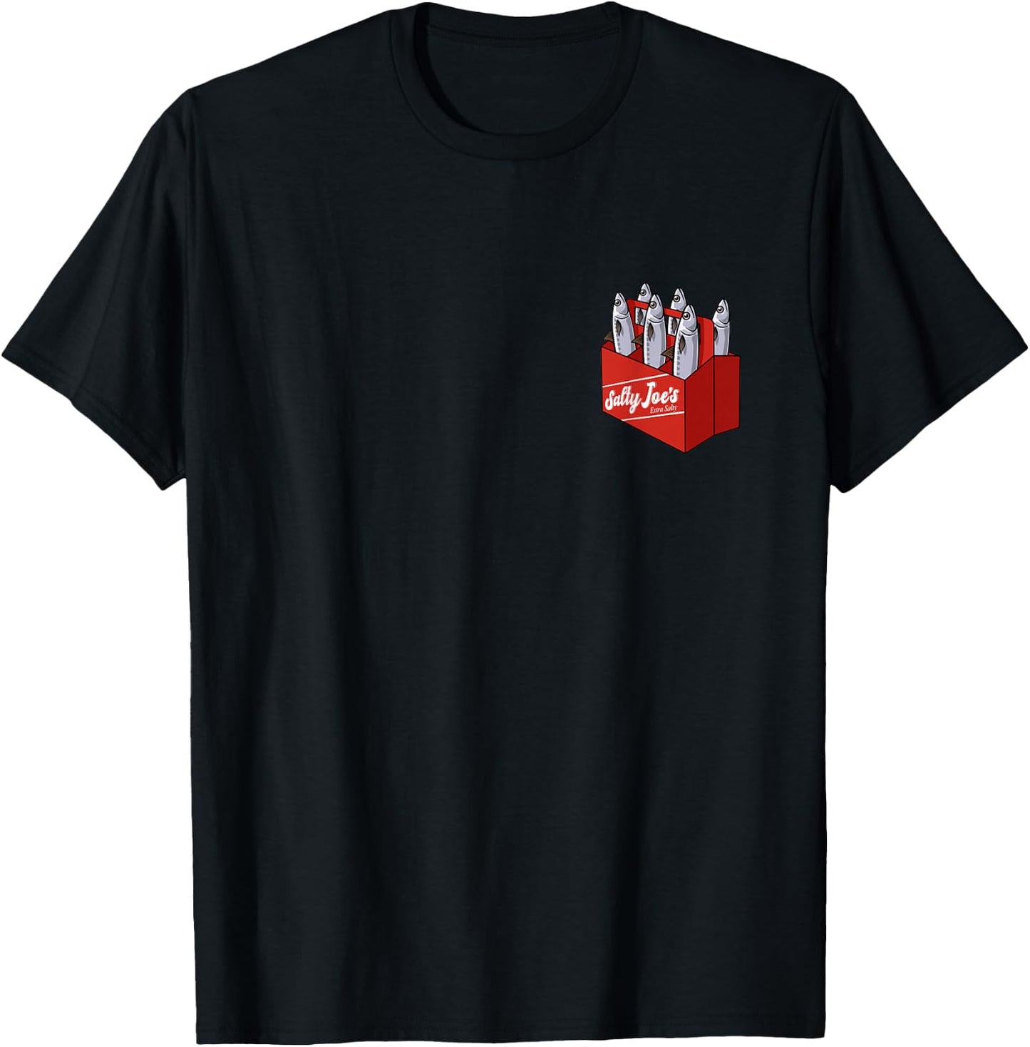 Salty Joe's Six Pack Sardines Logo Graphic T-Shirt - T-Shirt | Black