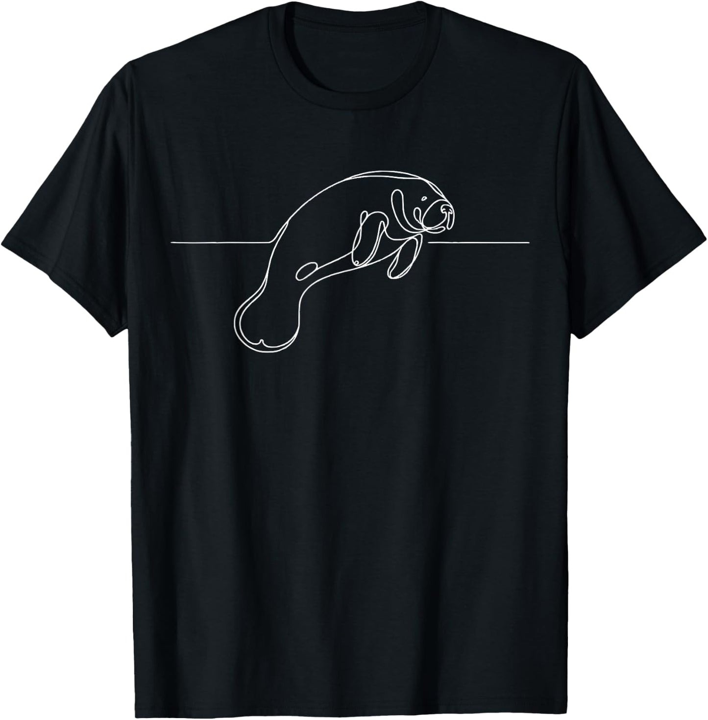 Manatee Line Art Ocean Lover T-Shirt - T-Shirt | Black