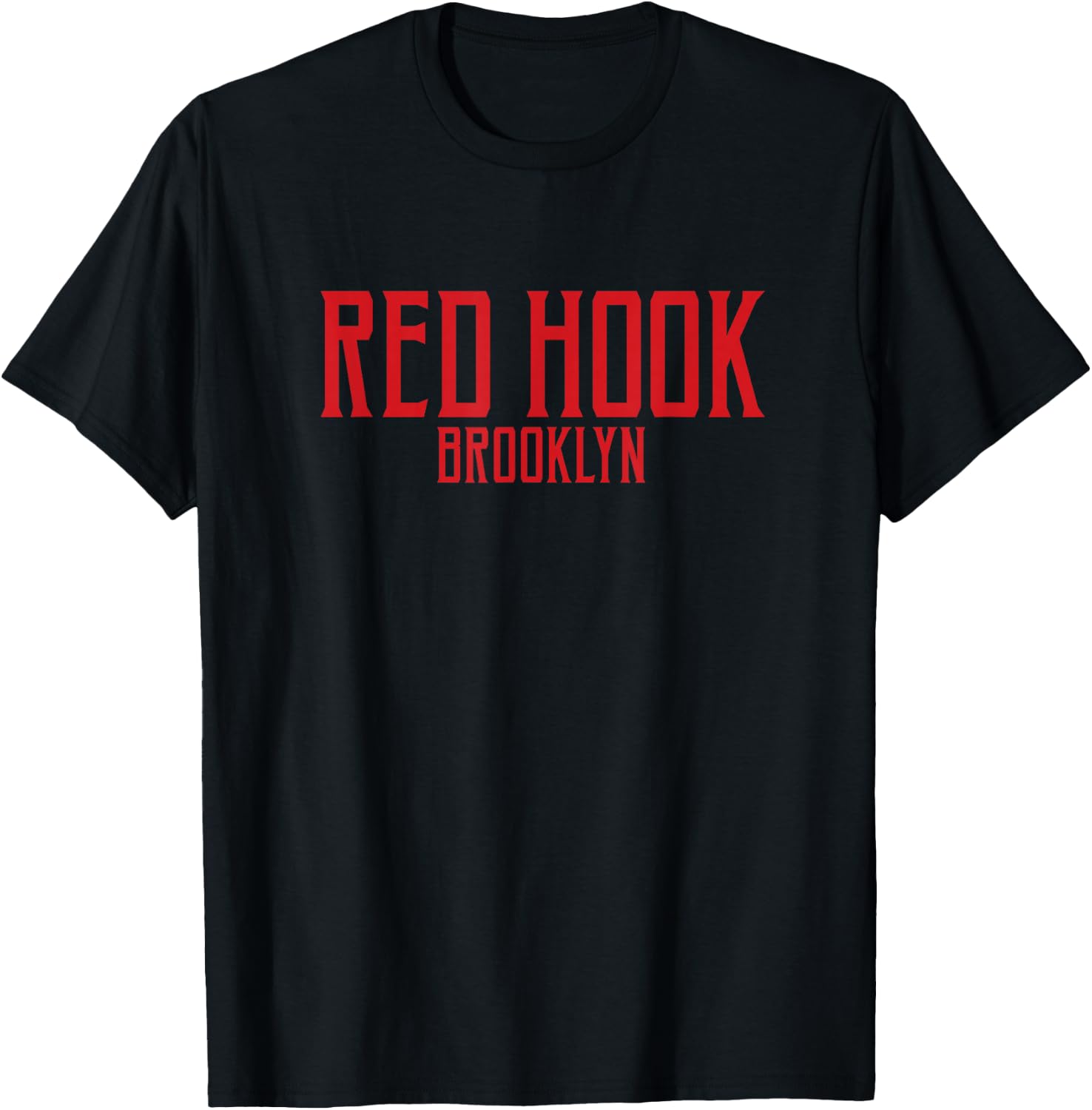 Red Hook Brooklyn Text Red Print T-Shirt - T-Shirt | Black