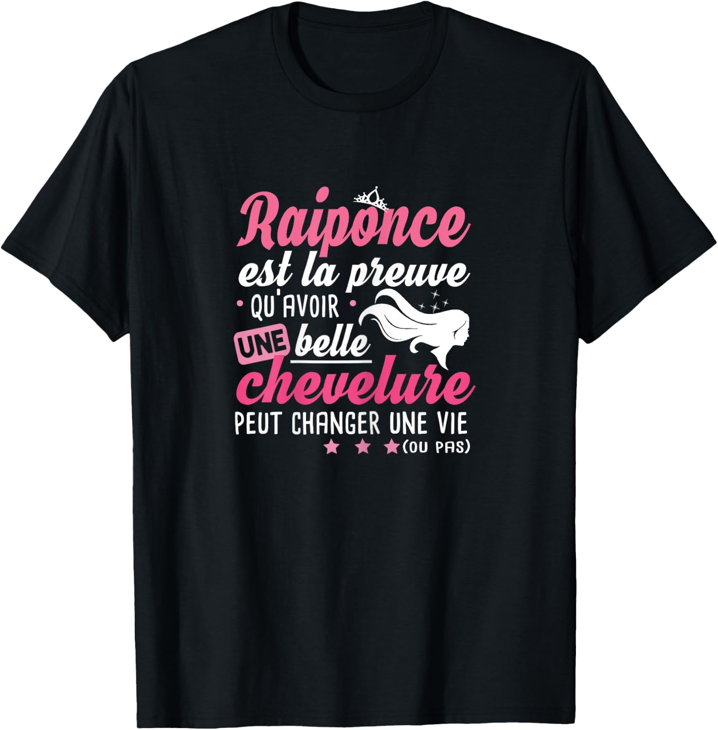 Rapunzel Hair Gift Dressing Table Hairstyle Humour Woman , Black T-Shirt - T-Shirt | Black