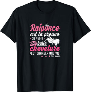 Rapunzel Hair Gift Dressing Table Hairstyle Humour Woman , Black T-Shirt - T-Shirt | Black