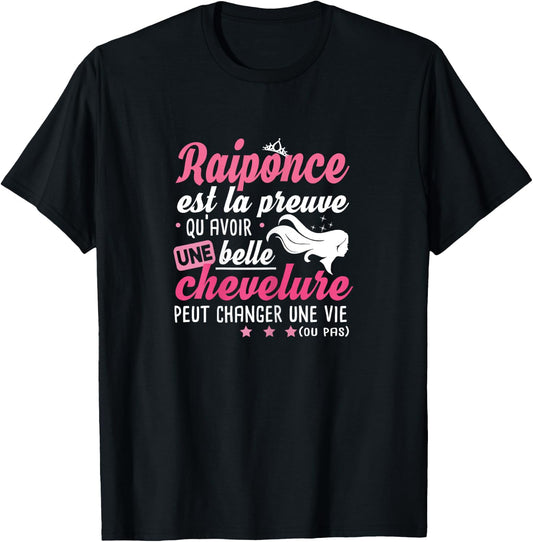 Rapunzel Hair Gift Dressing Table Hairstyle Humour Woman , Black T-Shirt - T-Shirt | Black