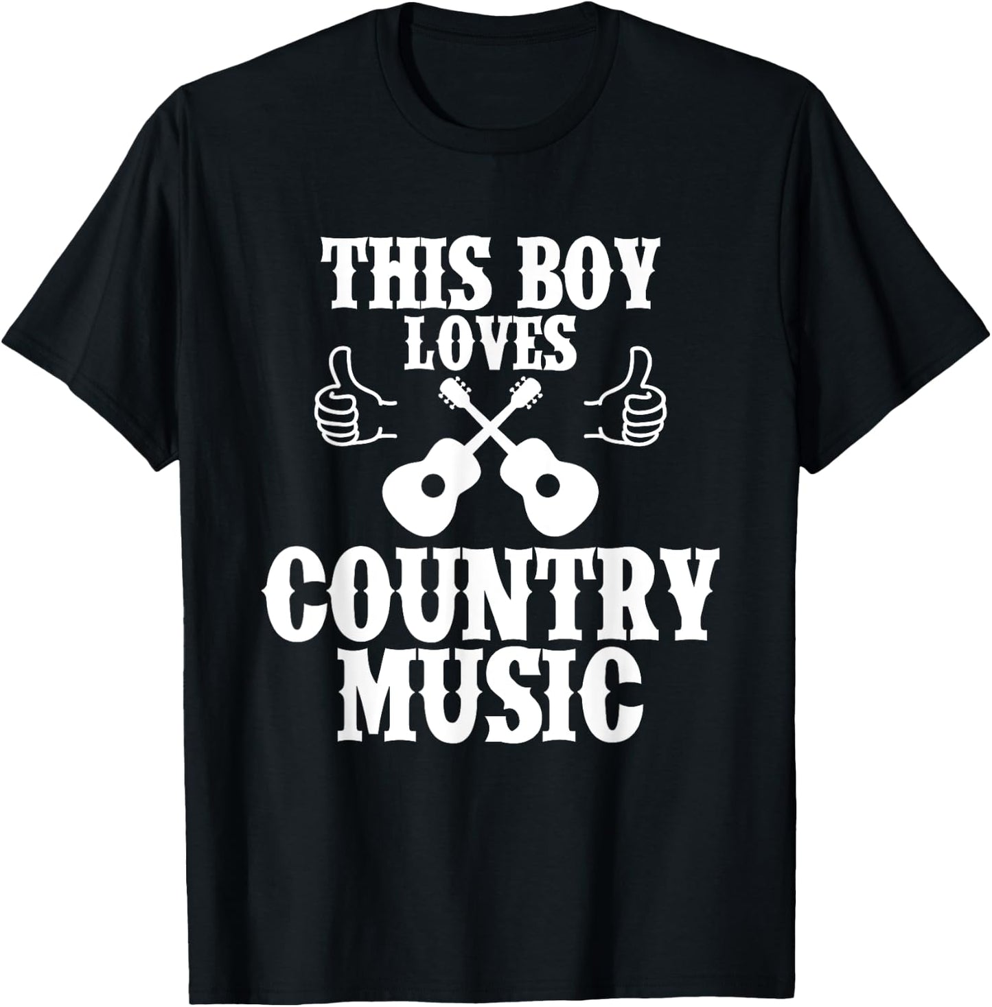 Country This Boy Loves Country Music Western US Campfire T-Shirt - T-Shirt | Black