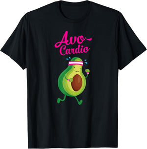 Avocardio Avocado Cardio Running Gym Pun Slogan T-Shirt - T-Shirt | Black