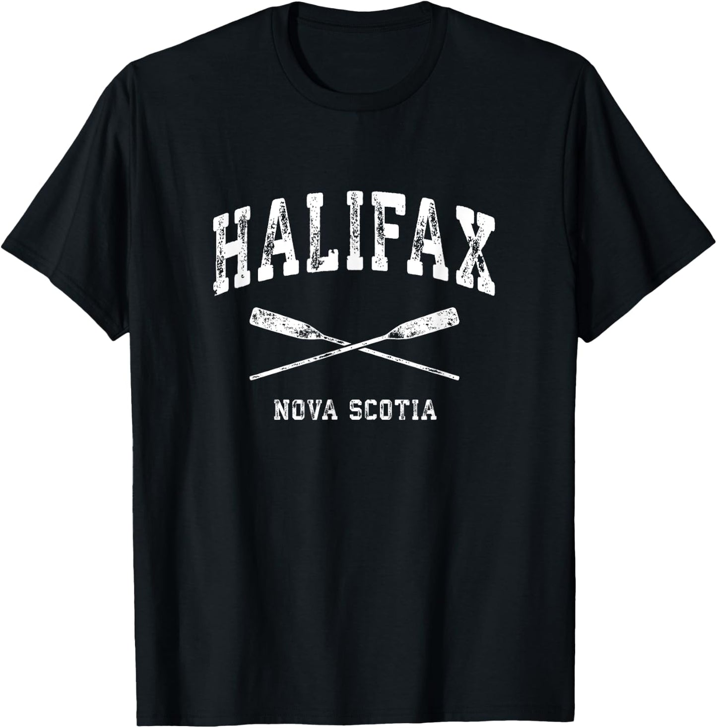 Halifax Nova Scotia Vintage Nautical Crossed Oars T-Shirt - T-Shirt | Black