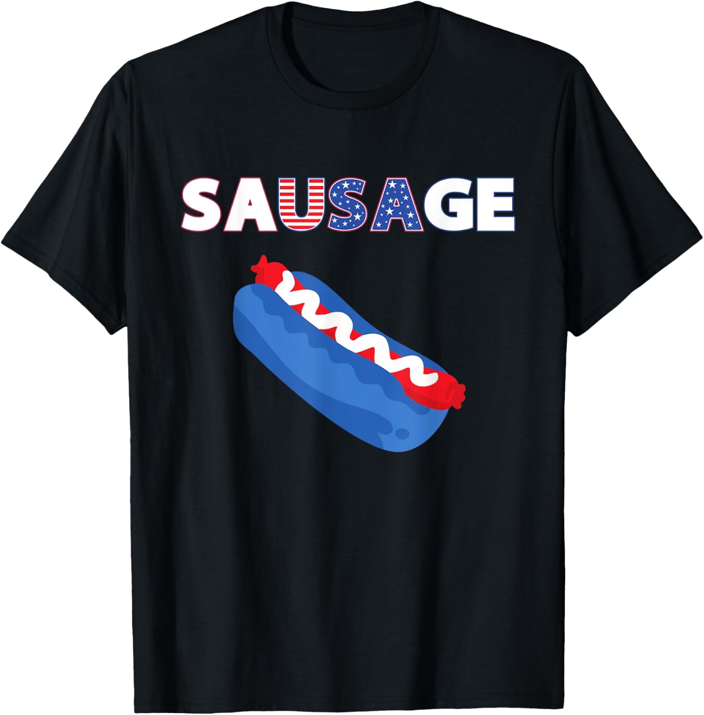 USA Sausage - America Loves Hot Dog - USA Glizzy T-Shirt - T-Shirt | Black
