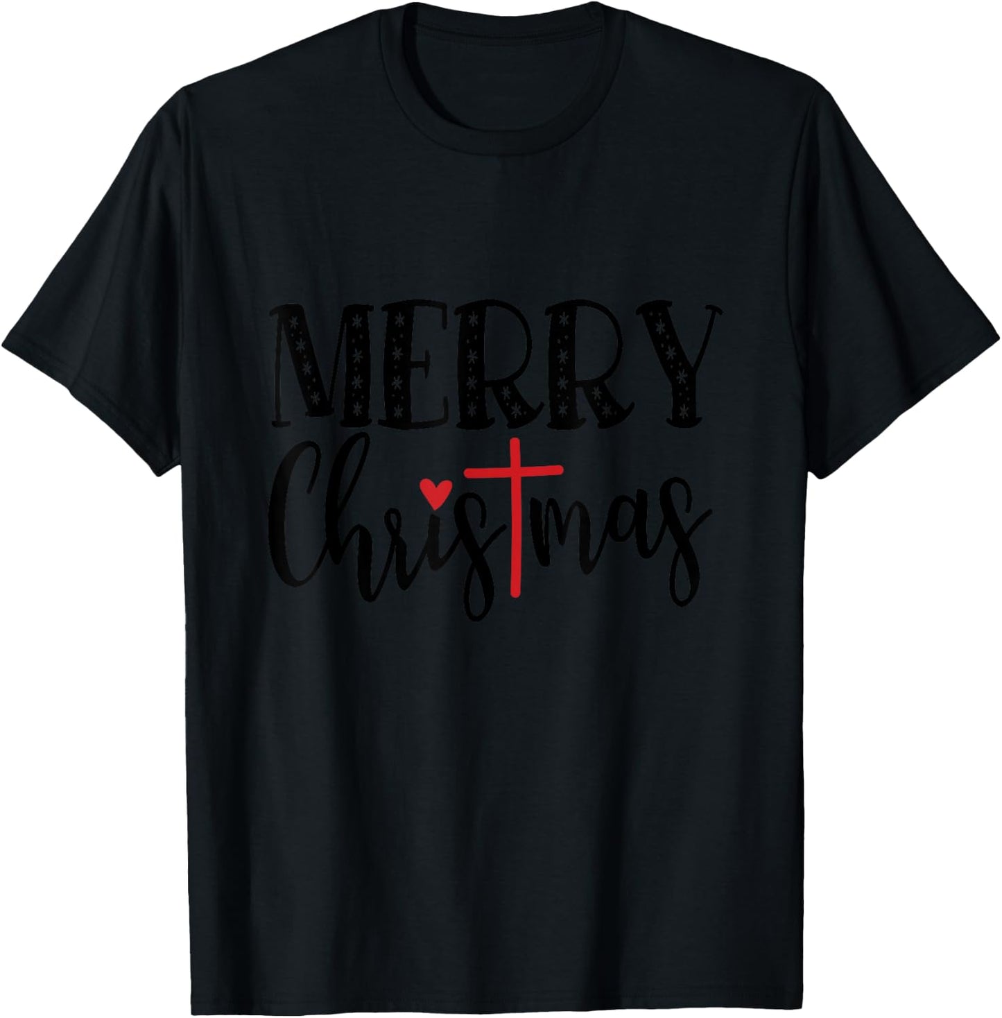 Merry Christmas Cute Christ Christian Religious Holiday T-Shirt - T-Shirt | Black