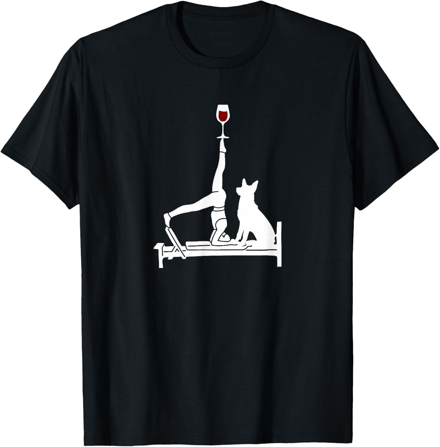 Reformer Pilates wine German Shepherd dog T-Shirt - T-Shirt | Black