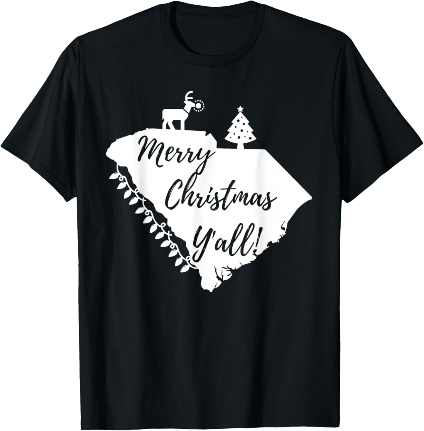 Merry Christmas Y'all! South Carolina T-Shirt - T-Shirt | Black