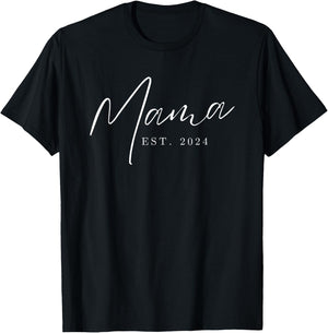 Mama Est 2024 Promoted to Mommy Mother's Day Mom 2024 T-Shirt - T-Shirt | Black