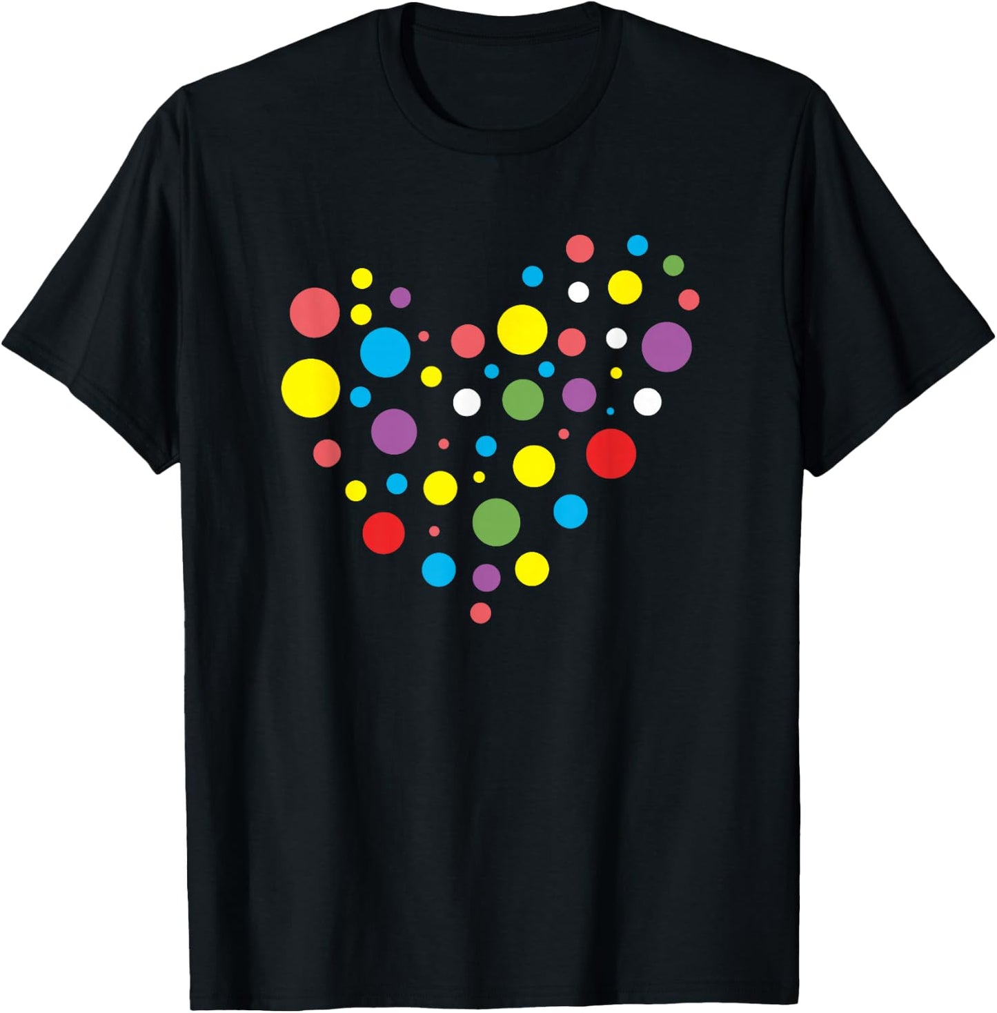 The Dot Day Heart with Colorful Dots Creative Design , black T-Shirt - T-Shirt | Black