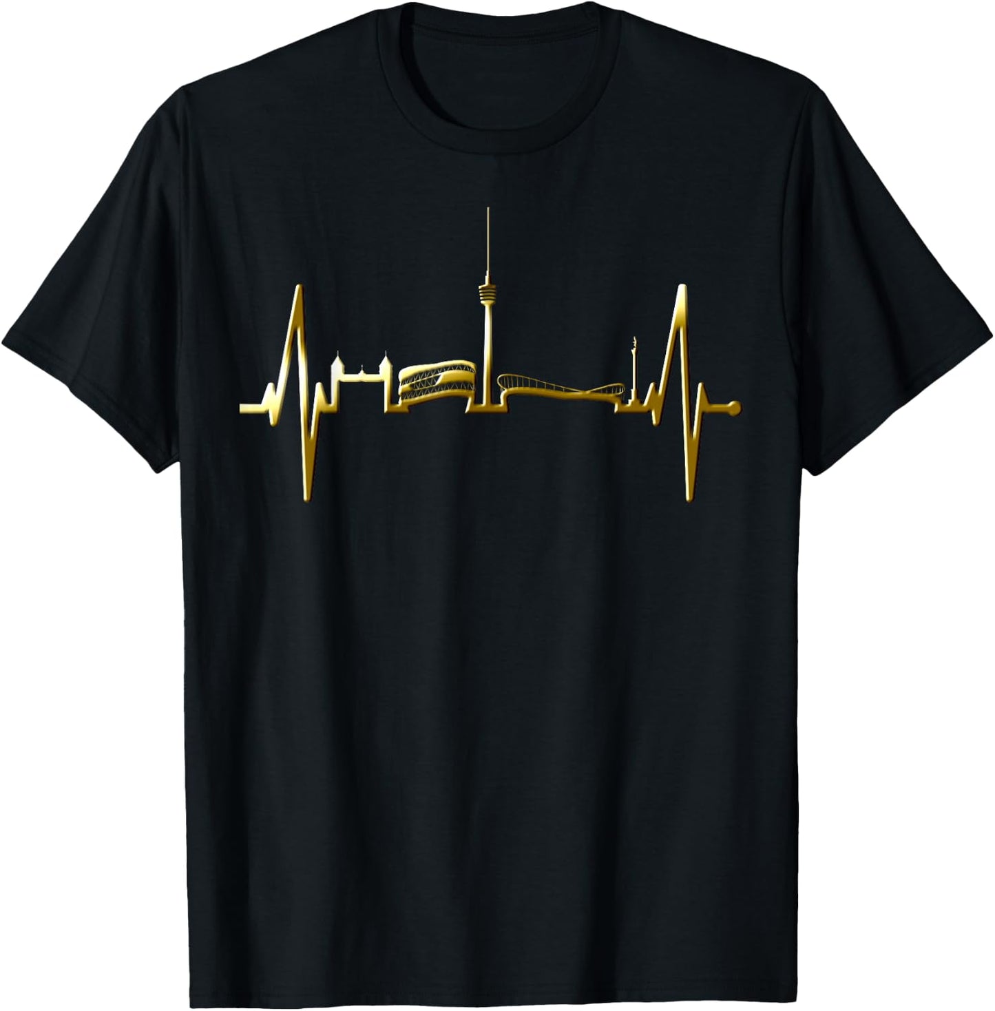Stuttgart Skyline Heartbeat Fan Heart Love I Love Stuttgart , black T-Shirt - T-Shirt | Black