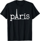 Paris France French Eiffel Tower Europe European Gift T-Shirt - T-Shirt | Black