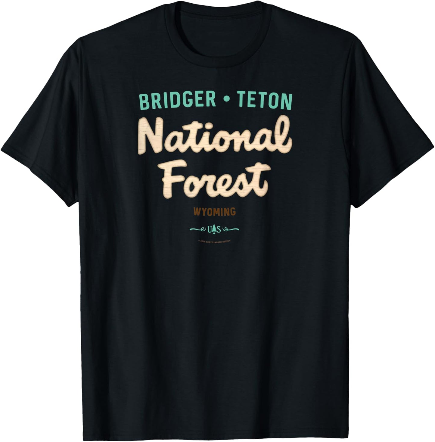 Bridger Teton National Forest Wyoming USFS Script Logo T-Shirt - T-Shirt | Black