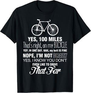 Yep 100 Miles - Bicycle T Shirt T-Shirt - T-Shirt | Black