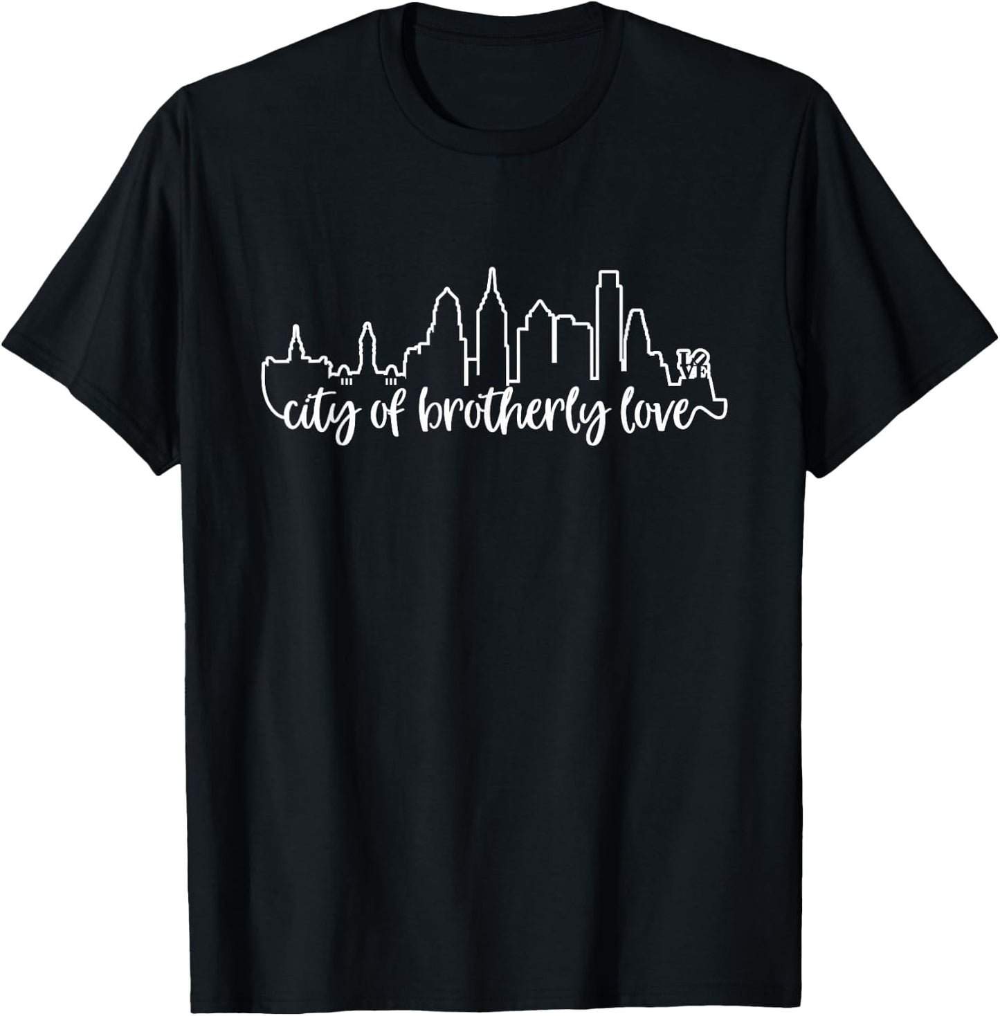 Philadelphia City Skyline Brotherly Love Cute Philly Gift T-Shirt - T-Shirt | Black