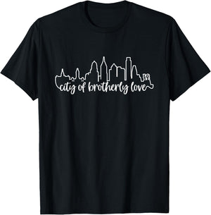 Philadelphia City Skyline Brotherly Love Cute Philly Gift T-Shirt - T-Shirt | Black