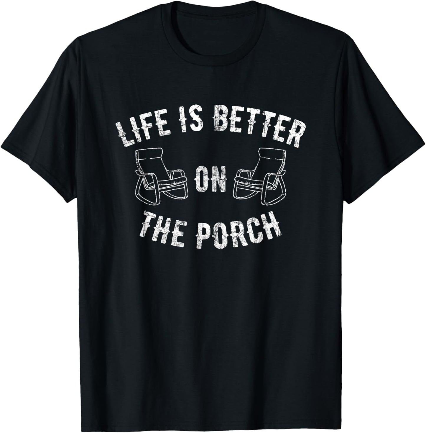 Funny life is better on the porch Vintage Gift Family T-Shirt - T-Shirt | Black
