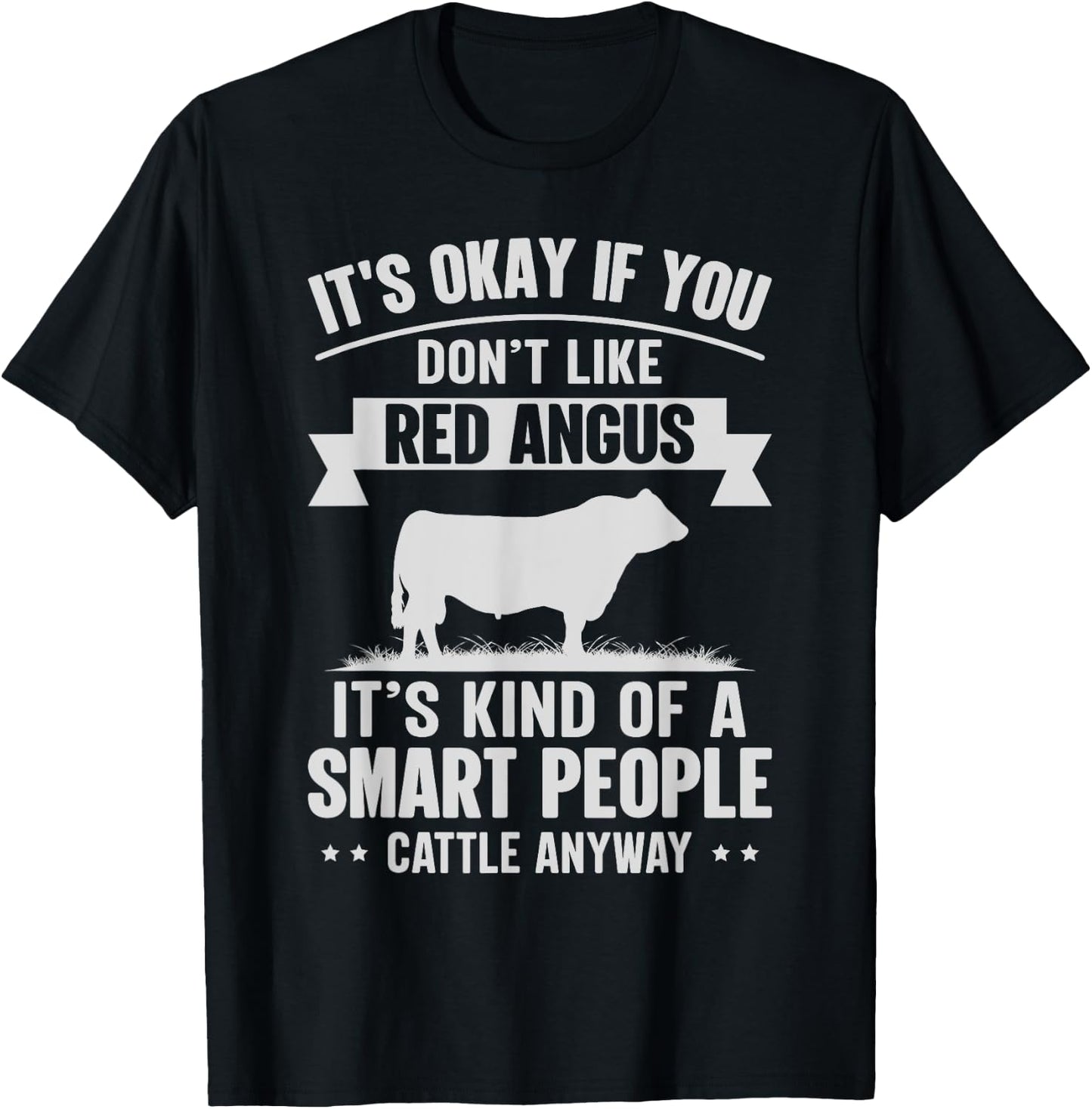 Smart People Cattle Farmer - Cow Breed Red Angus T-Shirt - T-Shirt | Black