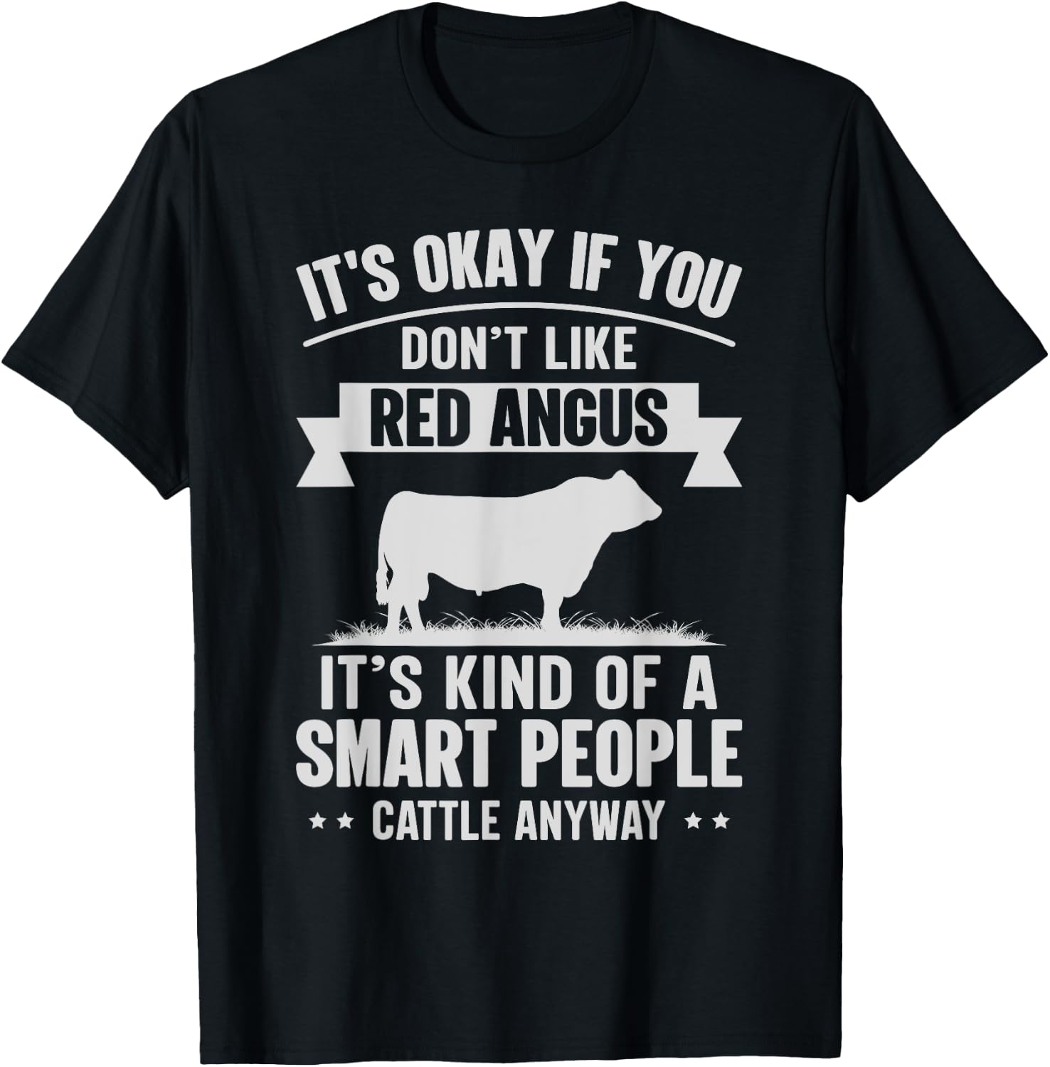 Smart People Cattle Farmer - Cow Breed Red Angus T-Shirt - T-Shirt | Black