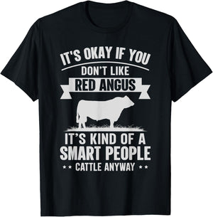 Smart People Cattle Farmer - Cow Breed Red Angus T-Shirt - T-Shirt | Black