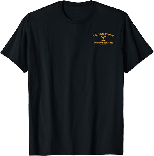 Yellowstone Dutton Ranch Gold Pocket Logo , black T-Shirt - T-Shirt | Black