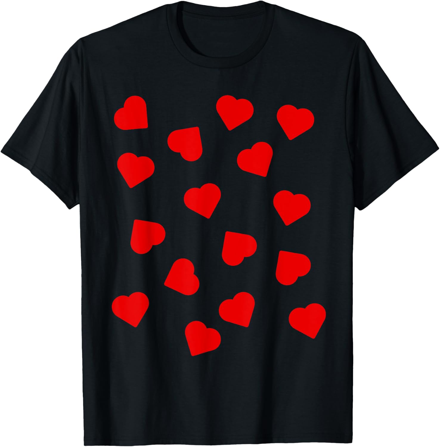 Red Love Hearts Pattern Cupid Halloween Dress Up Costume Fun , black T-Shirt - T-Shirt | Black