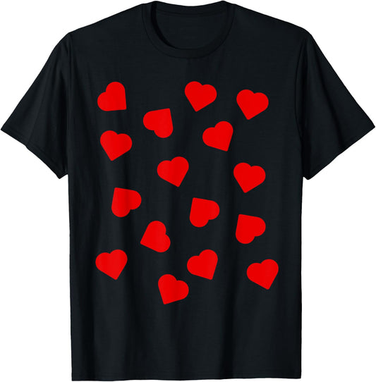 Red Love Hearts Pattern Cupid Halloween Dress Up Costume Fun , black T-Shirt - T-Shirt | Black