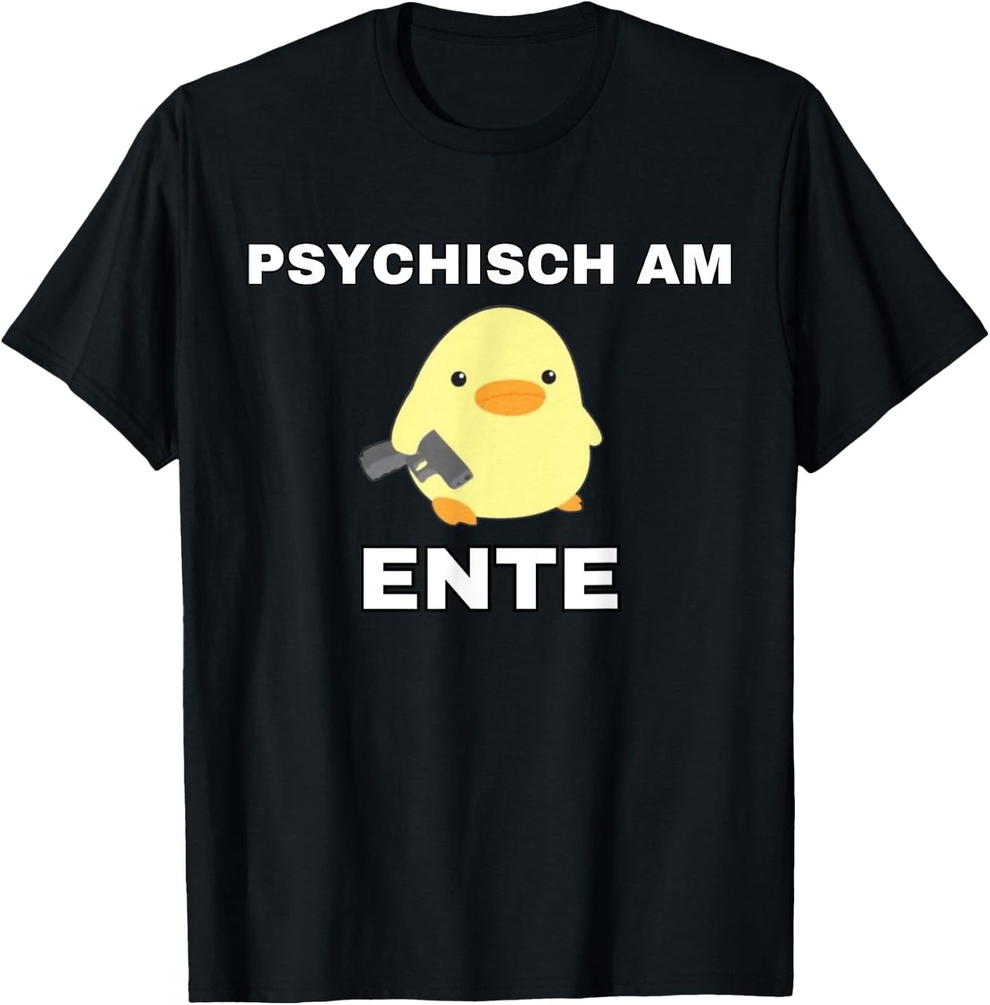 Lustige Geschenke versaute Geschenke - Psychisch am Ente - Funny Black Adult Cartoon Duck with V-Neck Small EU T-Shirt - T-Shirt | Black