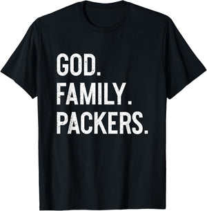Christian Faith Quote - God Family Packers , Women T-Shirt - T-Shirt | Black