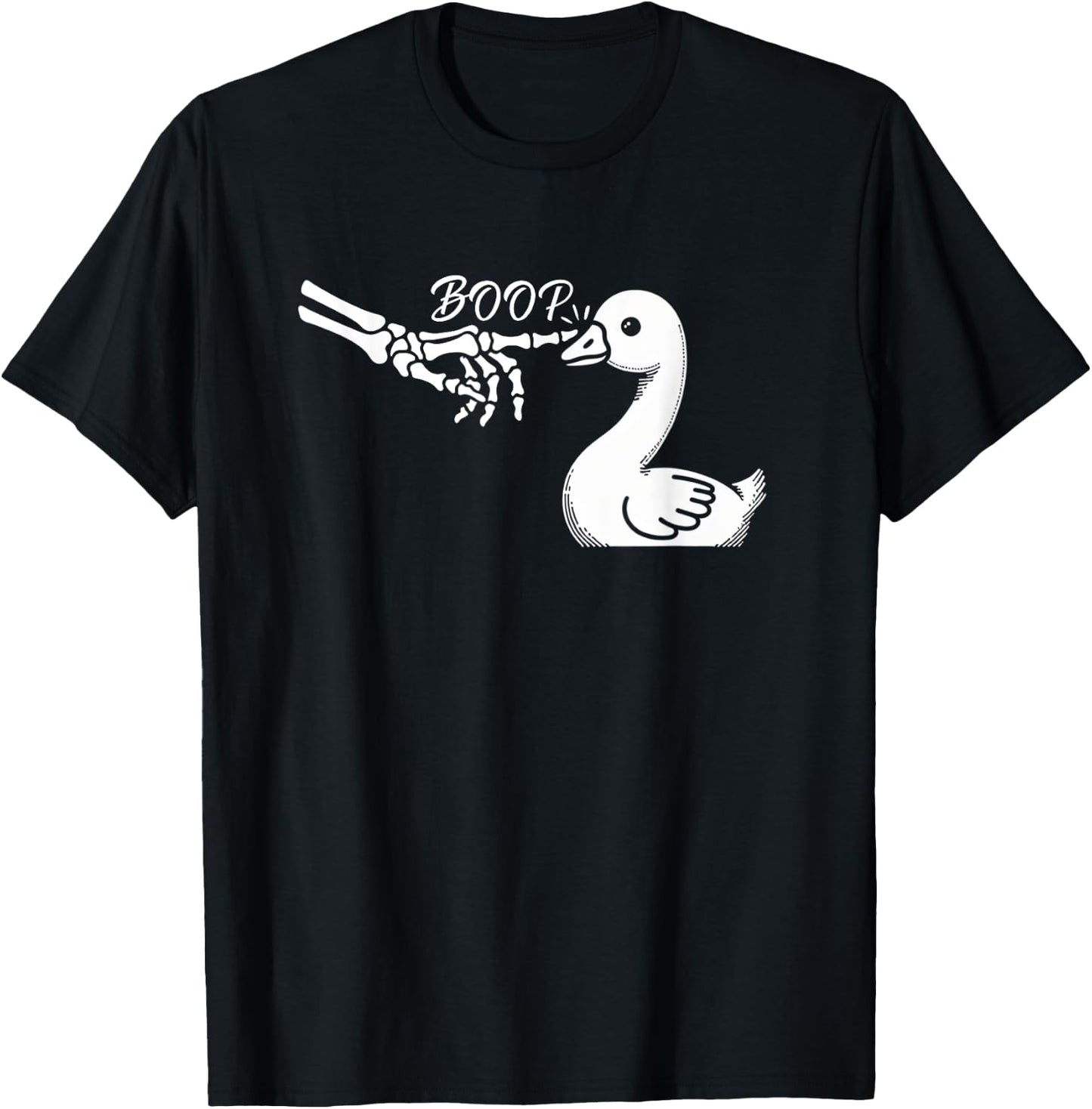 Goose Duck Skeleton Hand Boop Halloween Pet Women Girls Kids T-Shirt - T-Shirt | Black